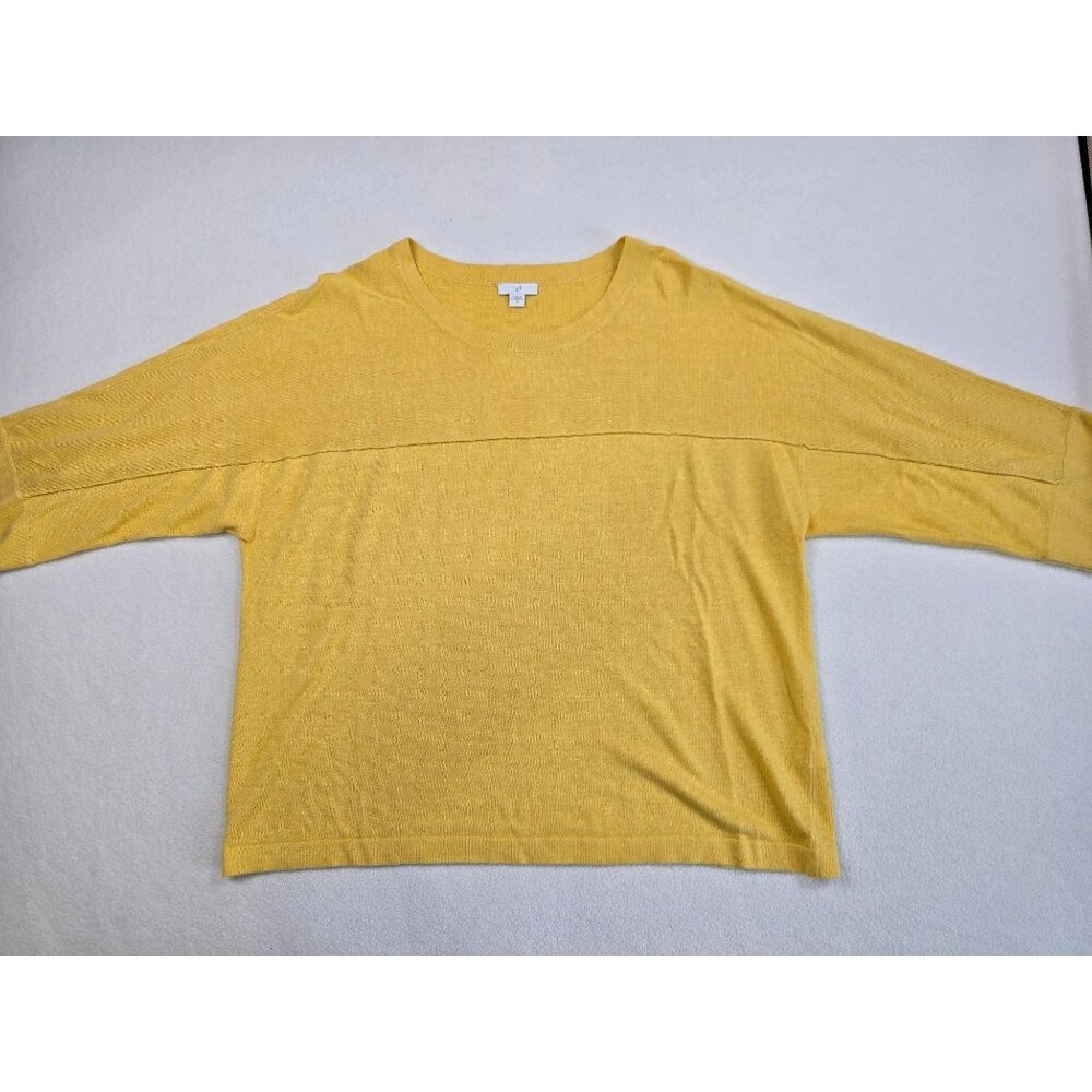 J Jill Womens Yellow Linen Blend Sweater M 3/4 Sleeves